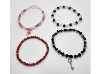 4 Handmade Stretch Anklets In Multiple Colors