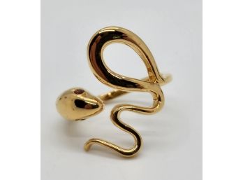 Garnet Snake Ring In Yellow Gold Over Sterling