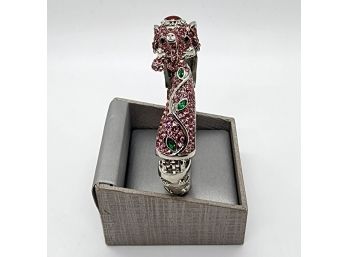 Pink Multi-color Austrian Crystal Elephant Bangle Bracelet