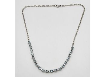 Sky Blue Topaz Paperclip Chain Necklace In Stainless