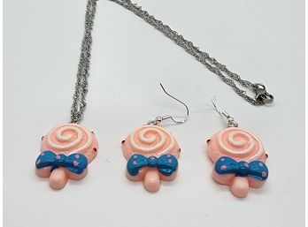 Cute Lollipop Earrings & Matching Necklace