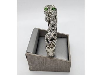 White & Grey Austrian Crystal Leopard Bangle Bracelet