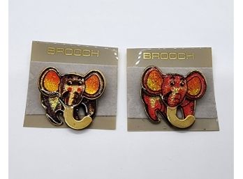 Pair Of Elephant Brooches