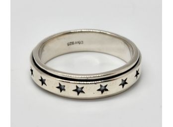 Size 11 Sterling Silver Spinner Ring With Stars