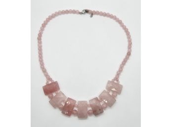 Rose Quartz Necklace In Stainless Steel