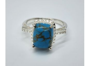 Blue Turquoise Ring In Sterling Silver