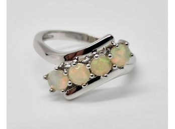 Ethiopian Opal, Rhodium Over Sterling Ring