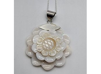 Mother Of Pearl & Sterling Pendant With Sterling Chain