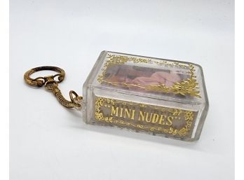 Rare 1970's New Old Stock Mini Nude Playing Cards Keychain