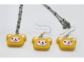Cute Bear Earrings & Matching Necklace