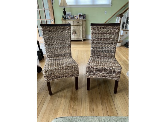 Set Of 2 Coastal Woven Side Chairs