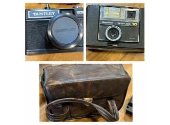 Vintage Bentley Camera And Keystone Camera And Bag