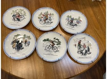 Set Of 6 HBCM French Talking Plates