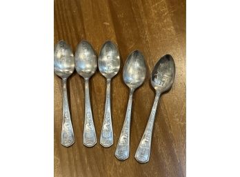 Set Of 5 Vintage 1933 Chicago Collector Spoons By Oneida
