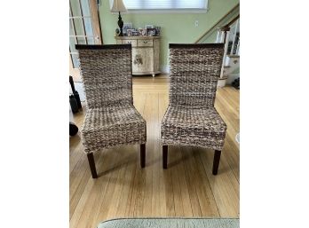 Set Of 2 Coastal Woven Side Chairs