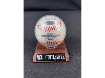Mel Stottlemyre Baseball With Signature In Case