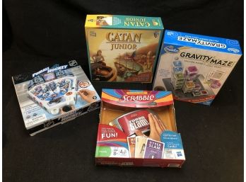 Games Lot- Catan Junior, Gravity Maze, Pinball Hockey, Scrabble