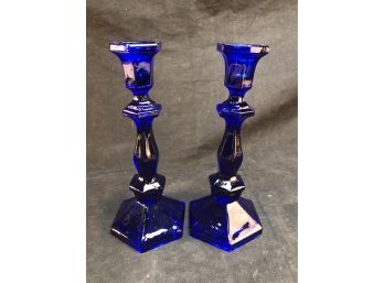Cobalt Blue Candle Stick Holders