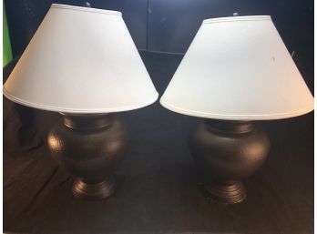 Pair Of Hammered Table Lamps