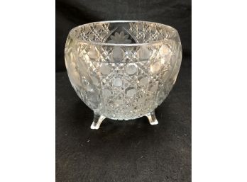 Etched Glass Footed Bowl