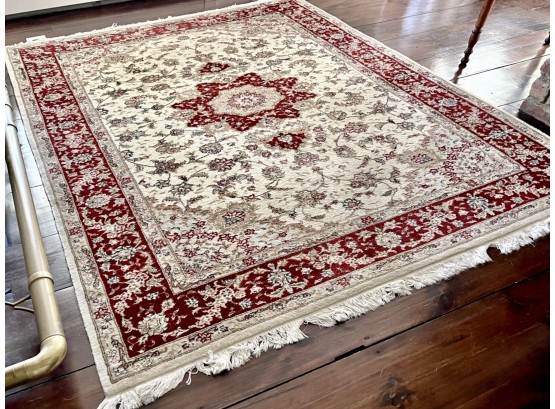 Persian Wool And Silk Blend Hand Knotted Oriental Rug