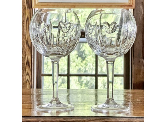 Set Of 4 Waterford Balloon Cut Crystal Red Wine Stemware 8'
