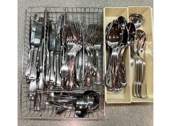Assorted Stainless Steel Flatware And Serving Utensils