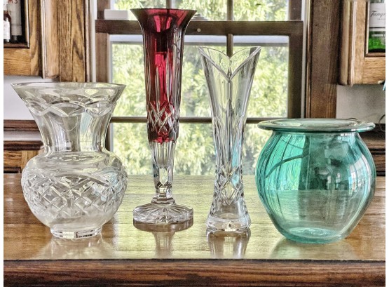 Assorted Waterford Crystal And Blown Glass Vases