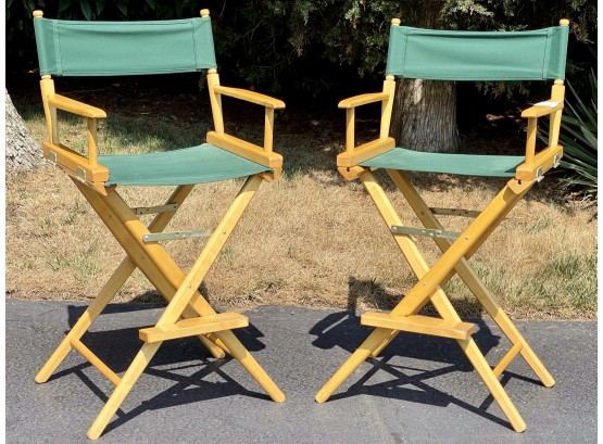 Pair Of Folding Director's Chairs By Telescope With New Replacement Covers
