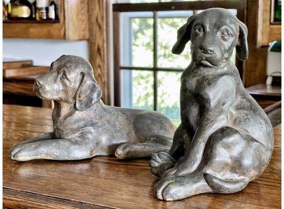 Pair Of Heavy Bronze Labrador Pups