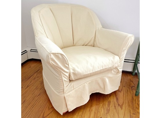 Custom Creamy Pale Yellow Slipcovered Club Chair