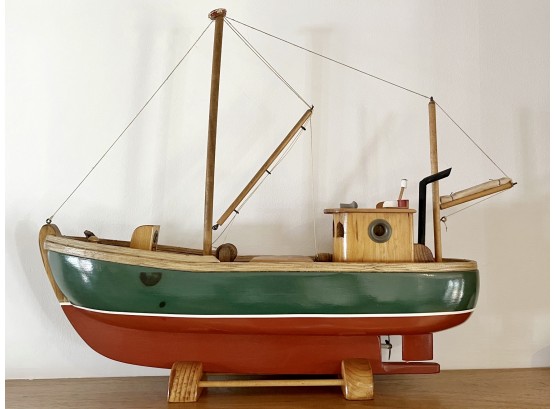Handmade Vintage Inspired Wooden Model Tug/sail/fishing Boat