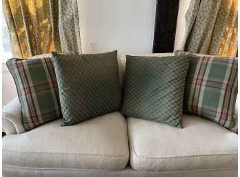 Set Of 4 Custom Throw Pillows Moss Green / Plaid