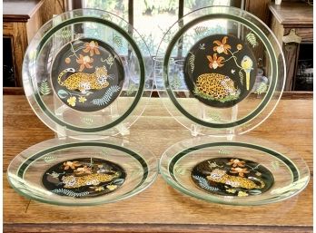 Set Of 4 Lynn Chase 'jaguar Jungle' 9' Luncheon Plates