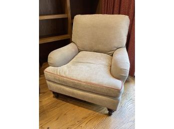 Cozy Taupe Chenille Roll Arm Club Chair