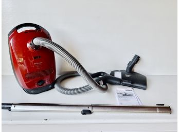 Red Miele Classic C1 Canister Vacuum With Attachments And Manual