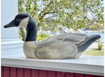Beautiful Canada Goose Hand Carved Wooden Decoy