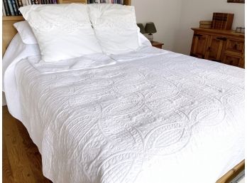 White Quilted Coverlet Set With Eyelet Shams