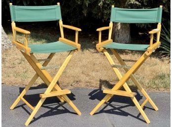 Pair Of Folding Director's Chairs By Telescope With New Replacement Covers