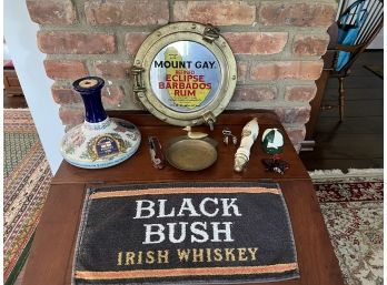 Vintage Inspired Pub Decor, Pussers Rum Decanter And Collectables