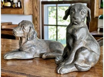 Pair Of Heavy Bronze Labrador Pups