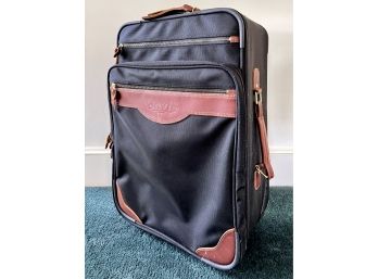 Orvis Black Nylon Carry-on Wheeled Suitcase With Leather Trim