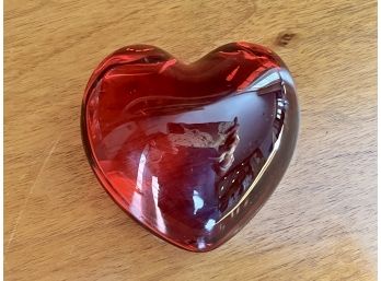 Baccarat France Red Heart Glass Paperweight