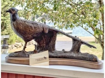 Mounted Bronzed Pheasant Statue From Fountain Creek Productions