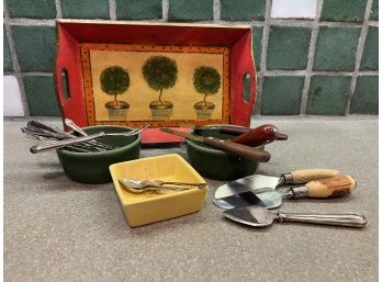 Colorful Assortment Of Imported Revol, France Decorative Serveware And Utensils