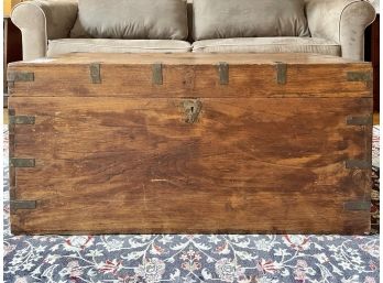 Vintage Sailors Sea Chest  With Iron And Brass Fittings
