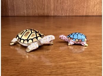 Herend Painted Porcelain Turtle Figurines