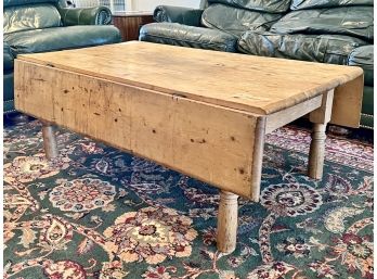 Antique Country Farmhouse Knotty Pine Drop Leaf Coffee Table