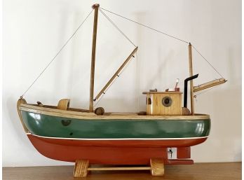 Handmade Vintage Inspired Wooden Model Tug/sail/fishing Boat