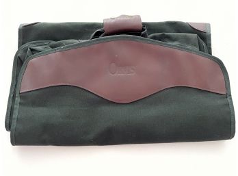 Orvis Army Green Canvas Folding Travel Garment Bag With Leather Trim